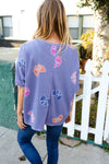 Beautiful You Plum Waffle Knit Dolman Bow Print Pullover