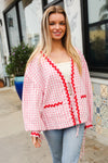 Spell Bound Red & Pink Cotton Ribbon Tie Gingham Pocket Jacket