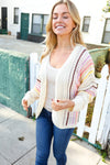 Easy Living Oatmeal Multicolor Stripe Dolman Crochet Cardigan