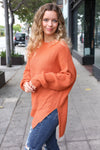 Autumn Vibes Pumpkin Asymmetrical Knit Sweater