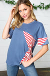 Red Striped Star Detail French Terry Patriotic Top