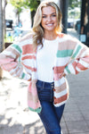 Fall Vibes Taupe & Sage Stripe Button Down Cardigan