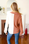 Start Your Day Rust Half & Half Collared Notched Neck Top