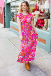 In Your Dreams Fuchsia Floral Fit & Flare Maxi Dress