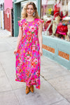 In Your Dreams Fuchsia Floral Fit & Flare Maxi Dress