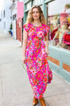 In Your Dreams Fuchsia Floral Fit & Flare Maxi Dress