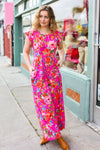 In Your Dreams Fuchsia Floral Fit & Flare Maxi Dress