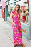 In Your Dreams Fuchsia Floral Fit & Flare Maxi Dress