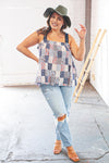 Boho Patchwork Color Block Knit Top