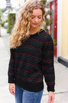 Spread Joy Black & Multicolor Jacquard Knit Sweater