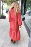 Lock Eyes Spice Notched Neck Frill Hem Tiered Maxi Dress