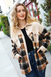 Adorable Taupe Corduroy & Plaid Sherpa Button Jacket