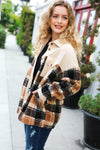 Adorable Taupe Corduroy & Plaid Sherpa Button Jacket