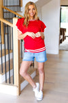 Feeling Festive Red & White Ruffle Sleeve Sweater Knit Top