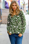 Olive Floral Print Babydoll Top