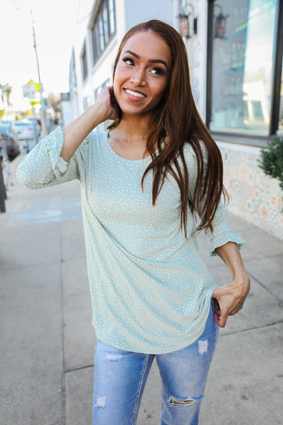 Dazzle in Grey Animal Print Ruched Sleeve Round Neck Top