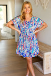 Just Imagine Navy Floral Print V Neck Babydoll Dress