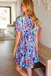 Just Imagine Navy Floral Print V Neck Babydoll Dress