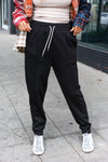 Black Scuba Knit Front Seam Sweatpants