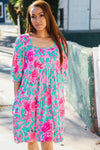 Lock Eyes Pink Floral & Animal Print Square Neck Dress