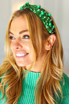 Shamrock Pearl and Jewels Top Knot Knit Headband