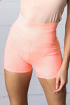 Coral Washed Seamless High Waisted Eyelet Shorts