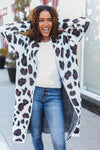 Boldly You Cream Fury Knit Animal Print Open Duster Cardigan