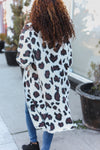 Boldly You Cream Fury Knit Animal Print Open Duster Cardigan