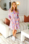 Give You Joy Lilac Floral Print Godet Long Sleeve Dress