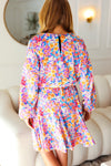 Give You Joy Lilac Floral Print Godet Long Sleeve Dress