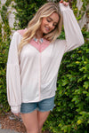 Peach & Cream Rainbow Stripe Rib Chevron Top