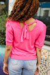 Pretty In Pink Mock Neck With Back Ribbon Bow Tie Sweater Top