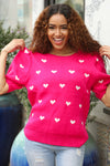 Be Mine Pink & White Heart Oversized Jacquard Sweater