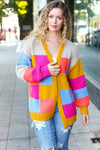 Spread Joy Multicolor Chunky Knit Color Block Patchwork Cardigan