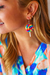 Rainbow Lollipop Dangle Clay Earrings