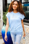 The Perfect Find Sky Blue Dolman Short Sleeve Crochet Sweater Top