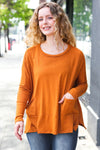 Rust Hacci Dolman Pocketed Sweater Top