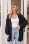 Hole in One Black Openwork Knit Cardigan