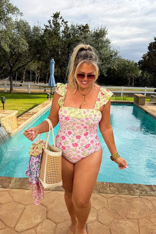 PREORDER: Floral Rainbow Swim Set