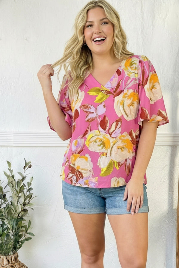 Floral Muse V Neck Blouse