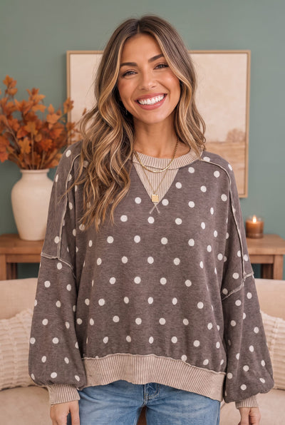 Connect the Dots Oversized Pullover Sweater Top