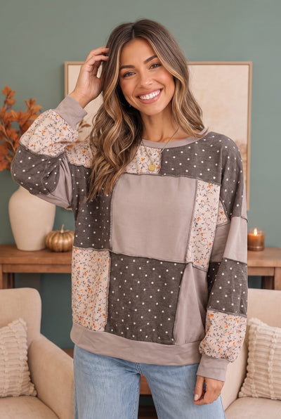Thankful for Mixed Print Sweatshirt
