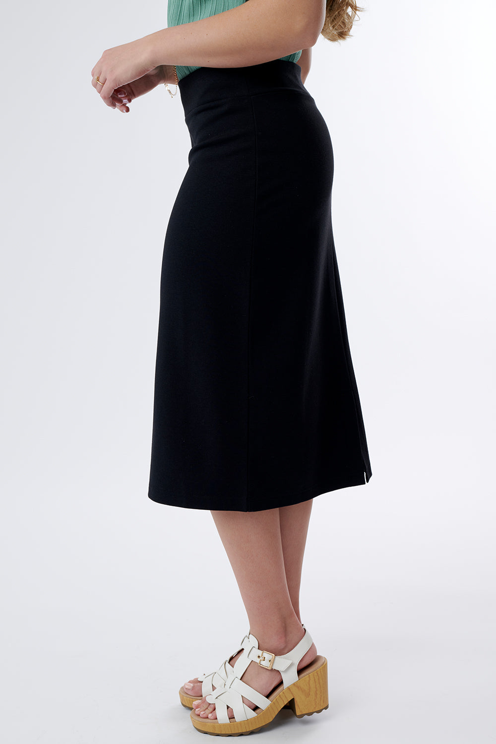 Hailey Midi Pencil Skirt (Black)