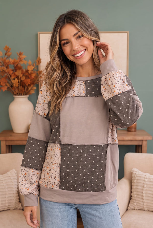 Thankful for Mixed Print Sweatshirt