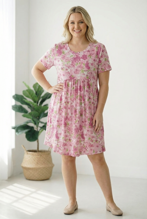 In the Sunshine Fuchsia Babydoll Dress