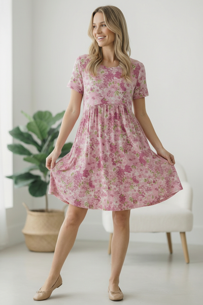 In the Sunshine Fuchsia Babydoll Dress