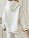 Textured Drawstring Drop Shoulder Hoodie