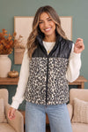 Wild Side Leopard Print Puffer Vest