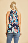 Navy Floral Print Halter Top