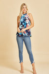 Navy Floral Print Halter Top